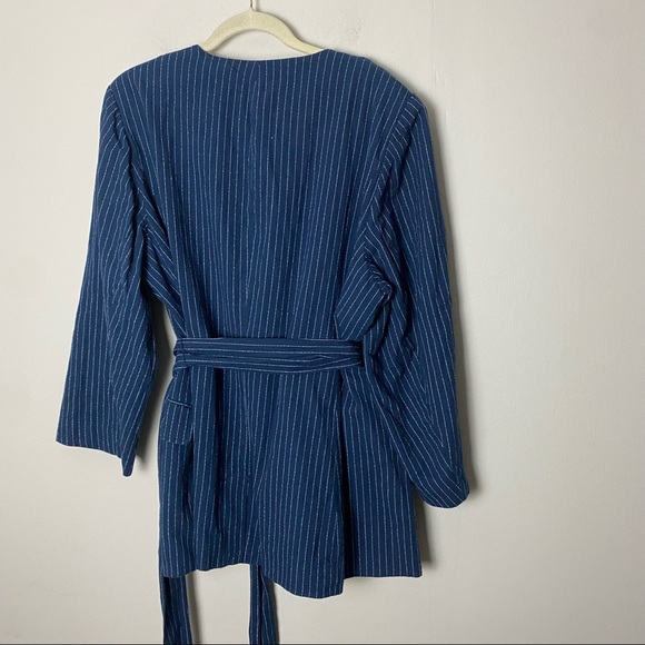 Lane Bryant NWT Linen Blend Dark Blue Striped Blazer women's size 24 - Picture 7 of 11